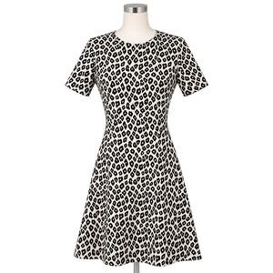 Theory Black & White Leopard Print Short Sleeve Dress Size M